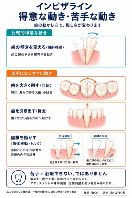 インビザラインが得意な動きと苦手な動き