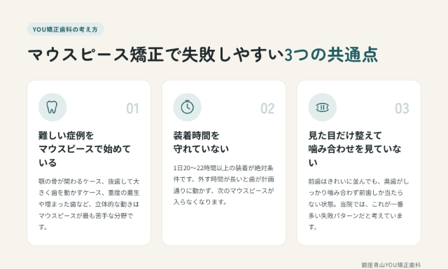 YOU矯正歯科が考える「失敗しやすい3つの共通点」